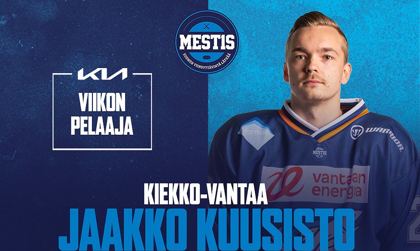 Kiekko-Vantaan Jaakko Kuusisto on Mestiksen viikon pelaaja